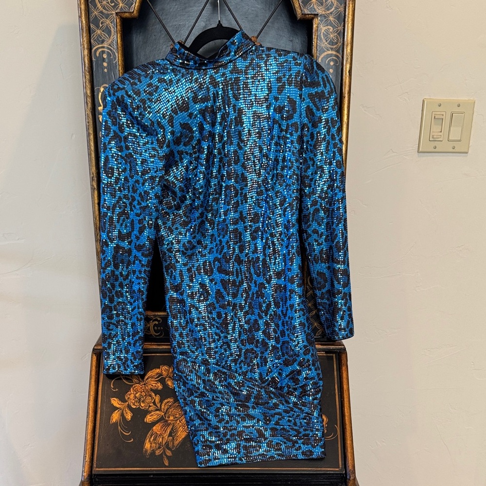 Tadashi Shoji Blue and Black Sequin Dress
